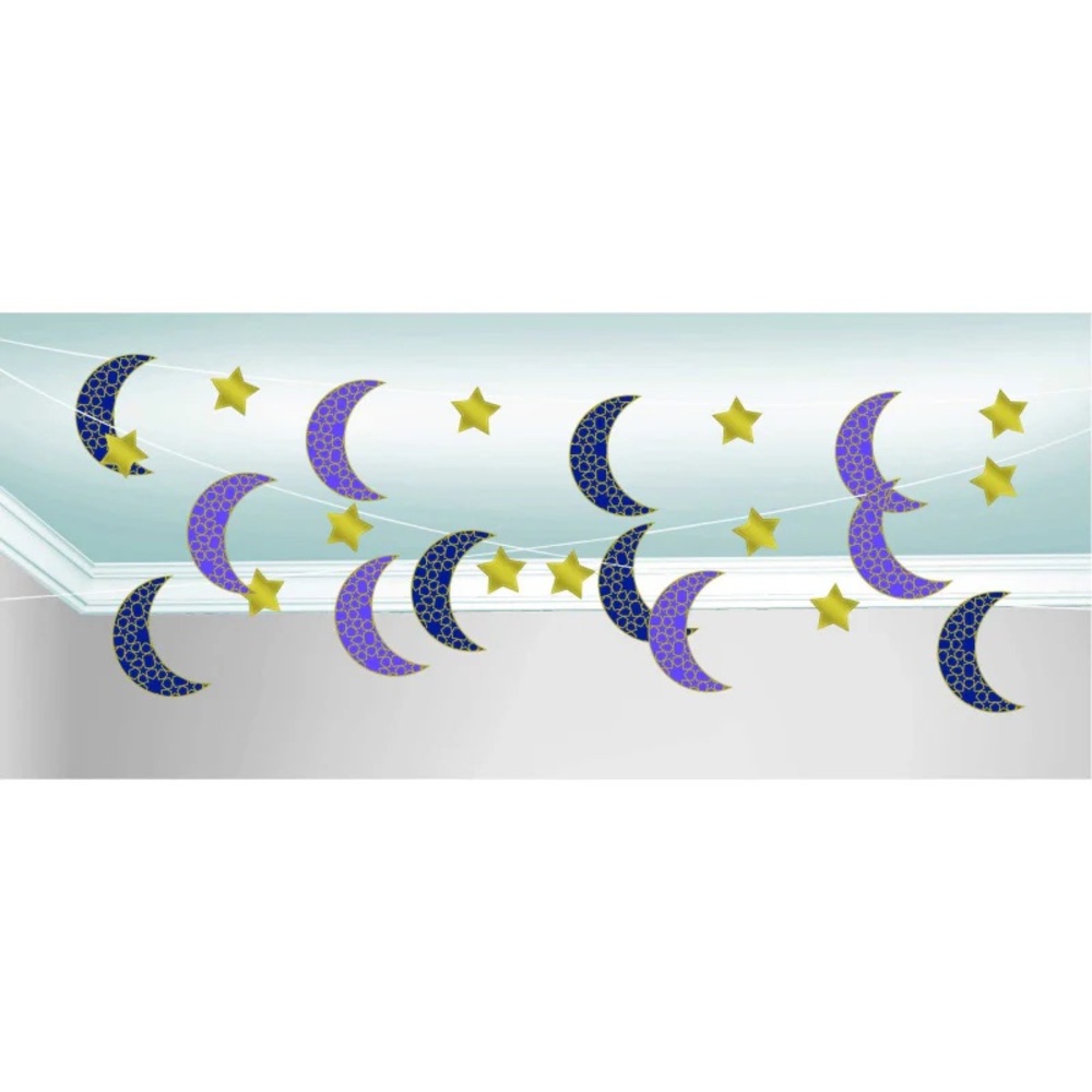 Moon and Star Moons & Stars Hanging String Decorations 6pk